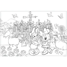 Puzzle și carte de colorat Minnie Mouse 2 în 1 maxi, 150 piese, 70x50cm - Lisciani imaginea 2