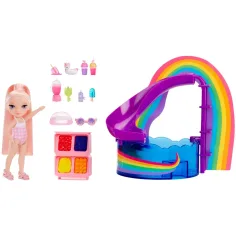 Rainbow High: Set de joacă petrecere la piscină cu păpușa Blush Parker imaginea 4