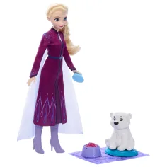 Regatul de Gheață: Set de figurine de joacă Elsa și ursulețul polar mic - Mattel imaginea 2