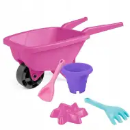 Roabă mică pentru nisip, de culoare roz, cu accesorii - Wader