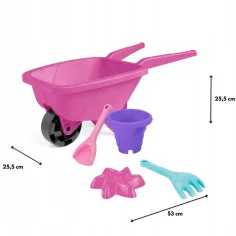 Roabă mică pentru nisip, de culoare roz, cu accesorii - Wader imaginea 2