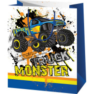 Sac cadou de mărime normală, cu model Monster Truck, 11x6x14 cm
