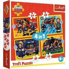 Sam pompierul, puzzle 4-în-1, 35-48-54-70 piese - Trefl