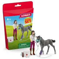 Schleich: Set de joacă Îngrijirea cailor cu mânzul Trakehner (42752)