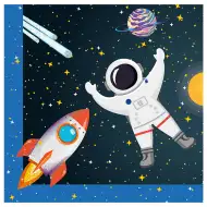 Șervețel de hârtie cu două straturi, model cu stele și planete, pachet de 20 bucăți.