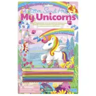 Set creativ pentru realizarea unui tablou cu nisip, cu unicorni sclipitori
