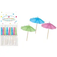 Set de 10 bețișoare decorative pentru cocktailuri cu umbrelă