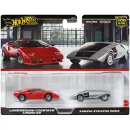 Set de 2 mașinuțe Hot Wheels Deluxe: Lamborghini Countach LP5000 QV și Lancia Stratos Zero - Mattel