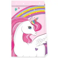 Set de 4 pungi de cadou din hârtie cu unicorni curcubeu 21x13x8,5 cm