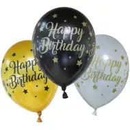 Set de 6 baloane de aniversare cu inscripția "Happy Birthday"