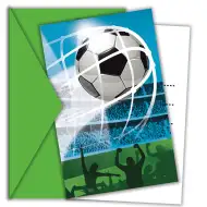 Set de 6 invitații pentru petrecere de fotbal cu plicuri