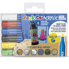 Set de 6 markere acrilice Maxi - Carioca