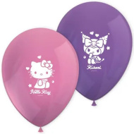 Set de 8 baloane din latex cu imprimeu Hello Kitty și Kuromi