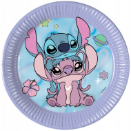 Set de 8 farfurii de hârtie Disney Stitch și Angel, 20 cm