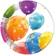 Set de 8 farfurii de hârtie cu baloane strălucitoare