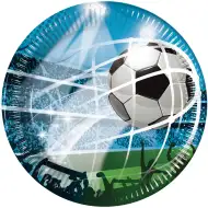 Set de 8 farfurii de hârtie cu tematică de fotbal.