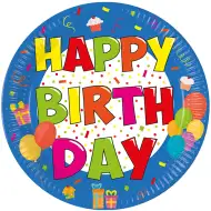 Set de 8 farfurii de petrecere cu inscripția "Happy Birthday" pentru aniversare veselă