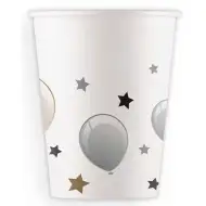 Set de 8 pahare de hârtie argintii, 200ml