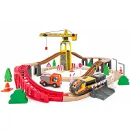Set de cale ferată din lemn cu macara - Woodyland