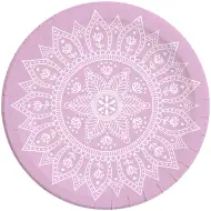 Set de farfurii de hârtie mandala alb-violet, 8 bucăți, 23 cm