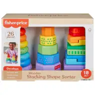 Set de joacă Fisher-Price Sortator de forme colorate și piramidă de construcție - Mattel