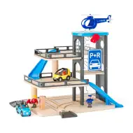 Set de joacă garaj din lemn cu două etaje și vehicule - Woodyland