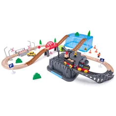 Set de jucării cu tren și mină, 54 de piese - Woodyland imaginea 2