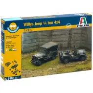 Set de machete Italeri 1/72 Willys Jeep 1/4 ton 4x4 vehicule militare, 2 bucăți