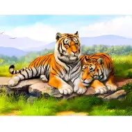 Set de pictură cu diamante: Tigri, 40x50cm