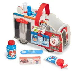 Set de pompieri cu mașină de lemn pentru dezvoltarea abilităților Marshall din Patrula Cățelușilor, cu accesorii - Melissa & Doug imaginea 3