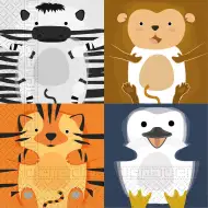 Set de șervețele de hârtie cu animale vesele – 2 straturi, 33x33 cm, 20 bucăți