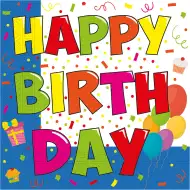 Set de șervețele de hârtie cu inscripția "Happy Birthday" – 2 straturi, 33x33 cm, 20 bucăți