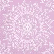 Set de șervețele de hârtie mandala alb-lila – 2 straturi, 33x33 cm, 20 bucăți
