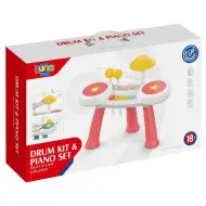 Set de tobe cu pian în culoarea roz.