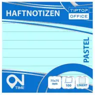 Spirit: Bloc notes adeziv albastru pastel cu linii, 100 file, 75x75mm