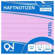 Spirit: Bloc notes adeziv roz pastel cu linii, 100 file, 75x75mm