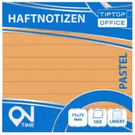 Spirit: Blocnotes adeziv cu linii, portocaliu pastel, 100 file, 75x75mm