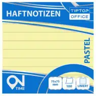 Spirit: Blocnotes adeziv galben pastel cu linii, 100 file, 75x75mm