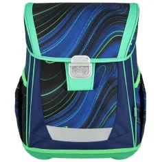 Spirit: Blue Stripes dungi albastre-verzi pe fundal negru ghiozdan, rucsac set de 4 bucăți 41x20x32cm imaginea 2