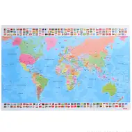 Spirit: Hartă mondială cu steaguri pentru birou, 60x40cm