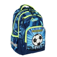 Spirit: Rucsac/ghiozdan școlar rotunjit cu imprimeu 3D fotbal, 34x26x44 cm