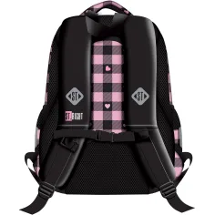 St.Right ghiozdan școlar, rucsac roz-negru cu model de inimioare BP26 39x27x17cm imaginea 2