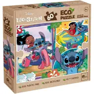 Stitch 2 în 1 puzzle Eco cu 60 piese și carte de colorat 70x50cm - Lisciani