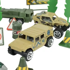 Super Army: Set de jocuri militare cu vehicule metalice și avion cu roți volante în două variante. imaginea 3