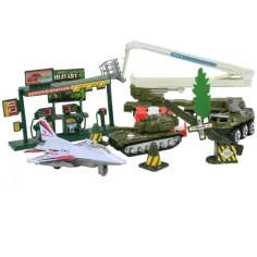 Super Army: Set de jocuri militare cu vehicule metalice și avion cu roți volante în două variante. imaginea 7