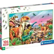 Super puzzle 104 piese - Țara Dinozaurilor - Clementoni