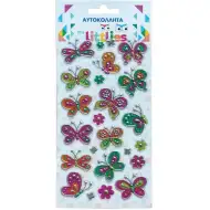 The Littlies: Set de autocolante 3D pufoase cu fluturi colorați pe coală de 10x22cm