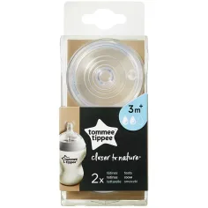 Tommee Tippee: Closer to Nature tetină cu debit mediu pentru biberon, 2 buc. (3 luni+)