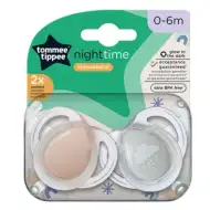 Tommee Tippee: Set de 2 suzete ortodontice fluorescente Night Time, disponibile în mai multe variante (0-6 luni)