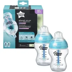 Tommee Tippee: biberon Advanced Anti-Colic, turcoaz, set de 2 bucăți, 260 ml (0 luni+)